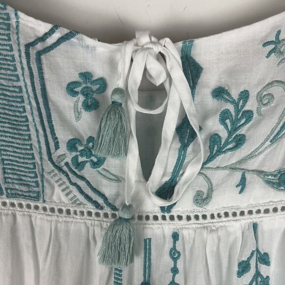 Johnny Was Willow Floral-Embroidered Shift Mini Dress Medium White - Picture 4 of 6